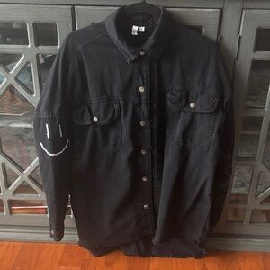 Elan Black Jean Jacket with Smiley Detail